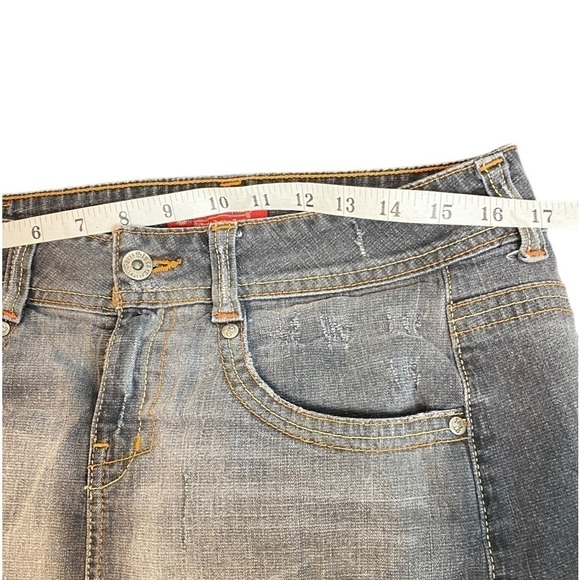 Paris Blue Distressed Ultra Mini Skirt Size 7 - Picture 12 of 13